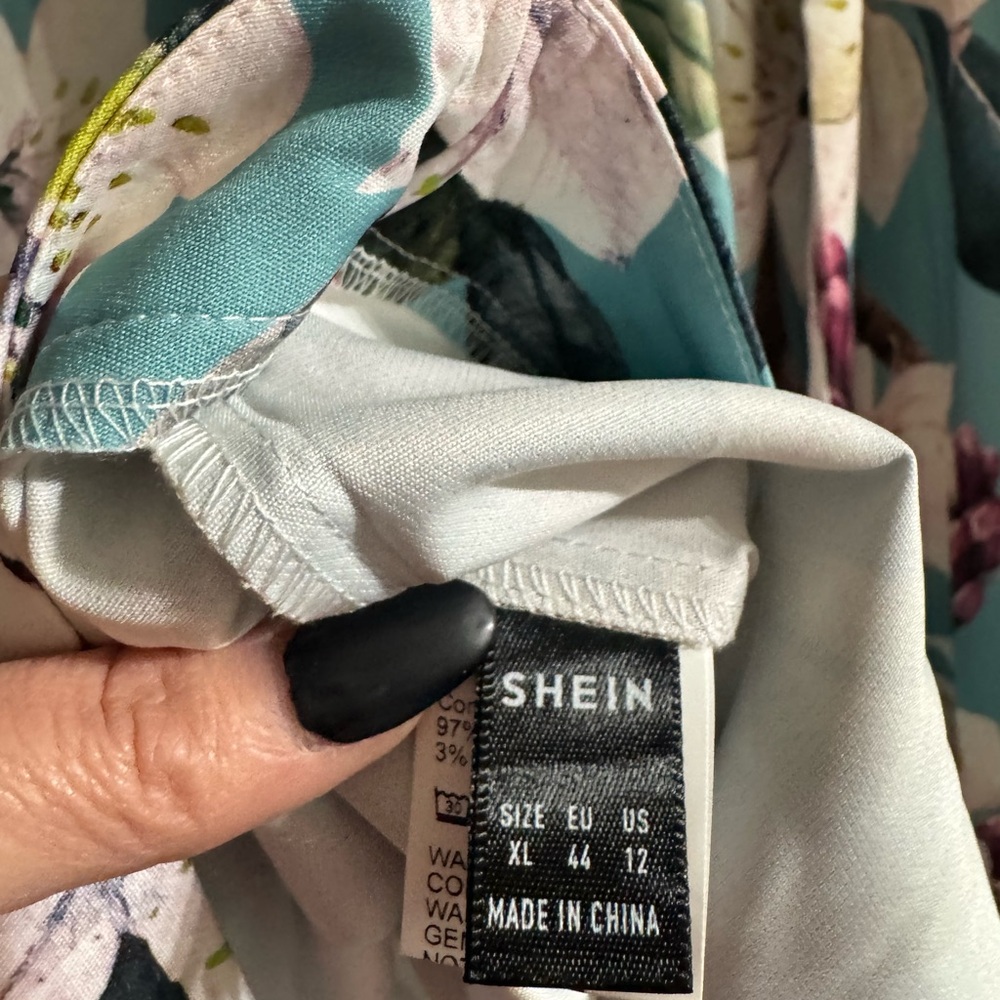 SHEIN Floral Blazer and pant suit with Teal and Pink Accents - Picture 8 of 8